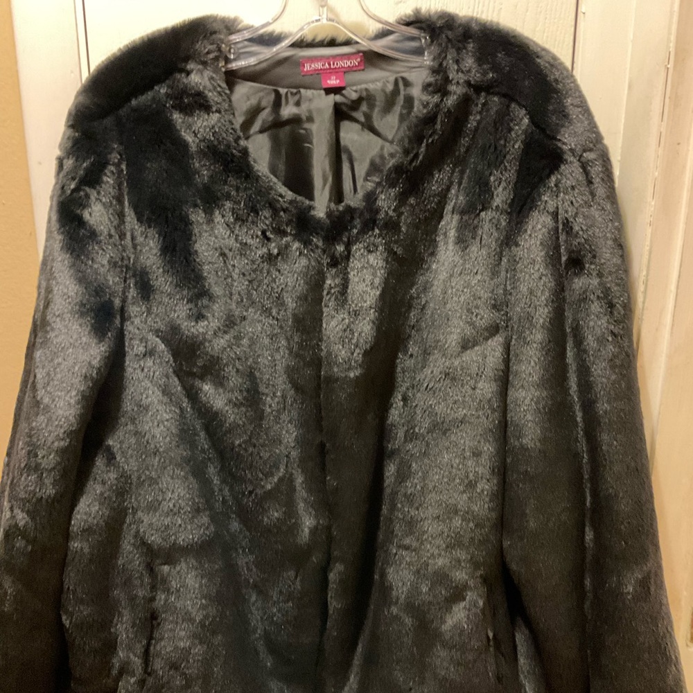 Black faux fur jacket
